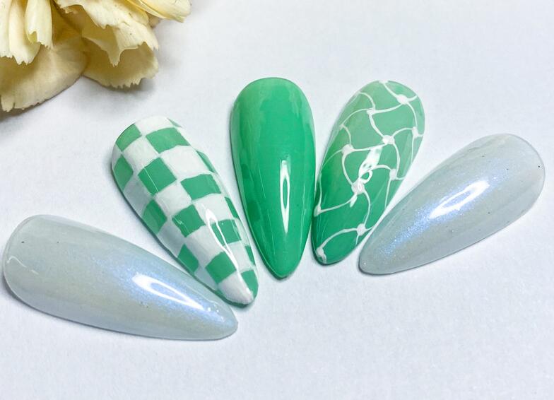 棋盤美甲，南寧美甲學習作品欣賞