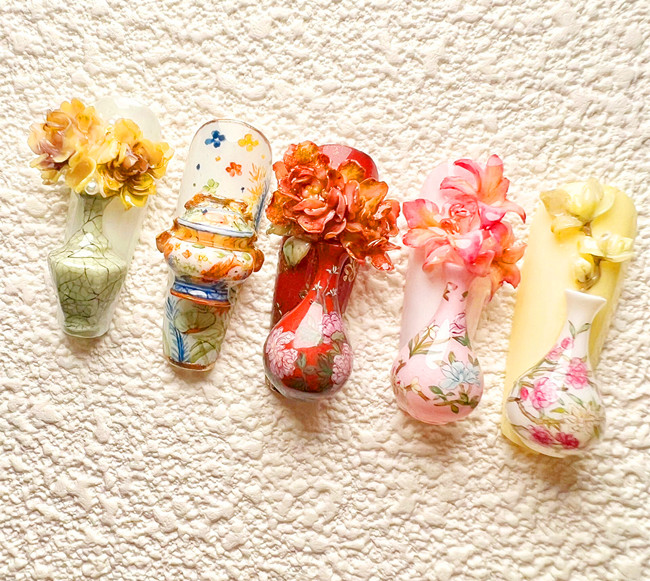 國(guó)風(fēng)瓷器美甲，南寧美甲款式造型作品