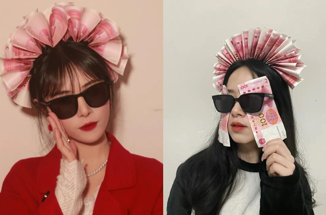  新娘簪錢花創(chuàng)意拍照，廣西彩妝寫真分享