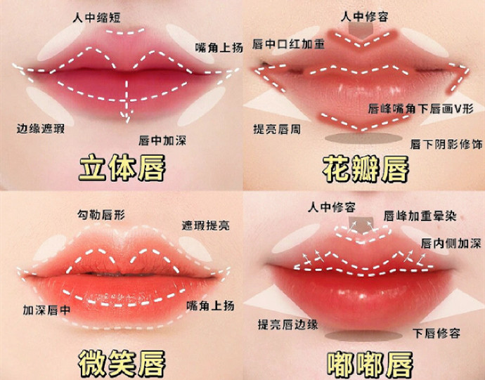 不同唇妝畫法教程，南寧化妝教學(xué)機(jī)構(gòu)分享