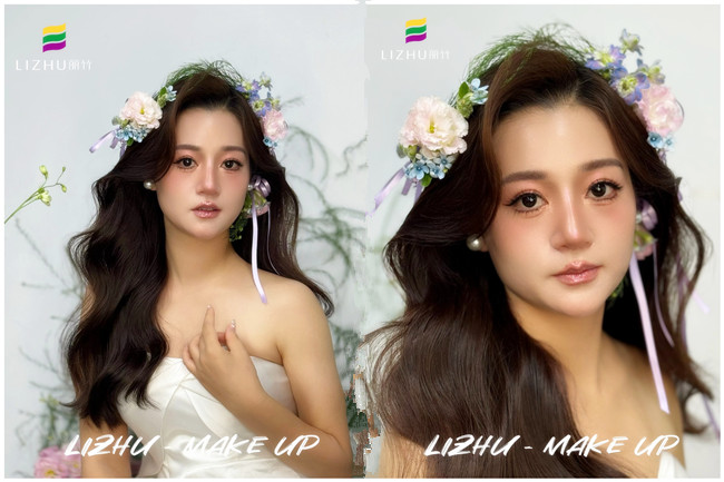 韓系鮮花新娘，廣西新娘化妝學(xué)校課堂作品
