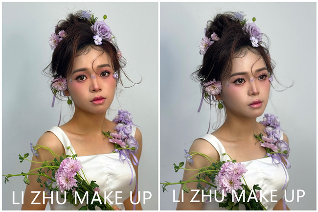 鮮花抽絲造型，南寧化妝高彩造型學(xué)校作品欣賞