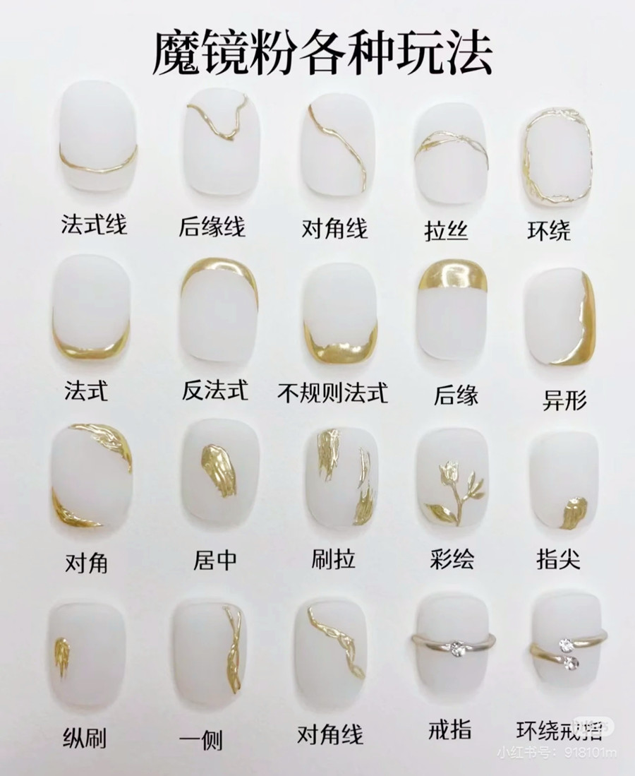 繪制不同魔鏡粉美甲的教程，廣西美甲師教學(xué)