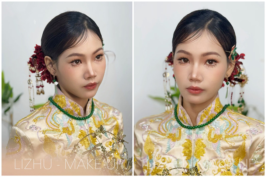 龍鳳褂新娘造型解析，廣西新娘化妝跟妝