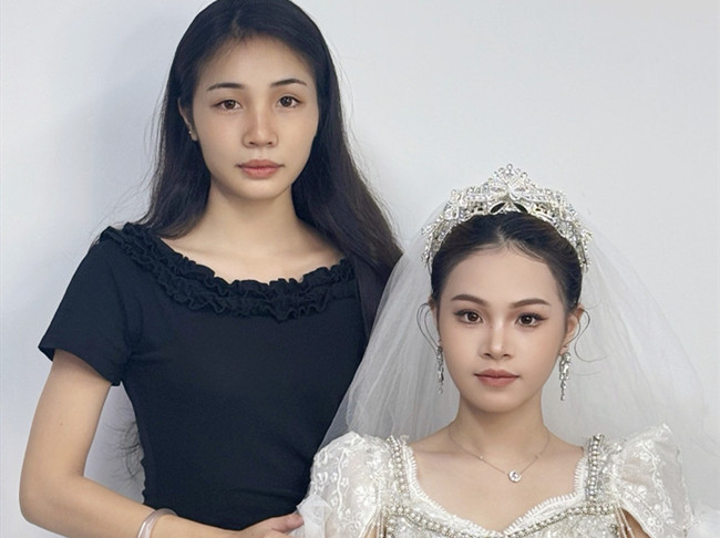 婚禮新娘造型，南寧化妝高彩班學(xué)員作品