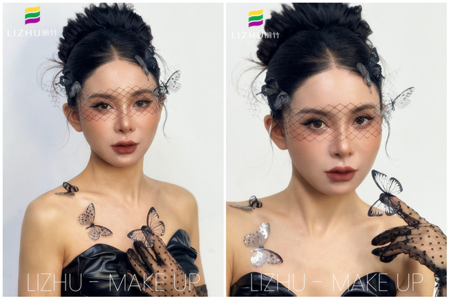 黑色蝴蝶面紗造型，廣西化妝專業(yè)課堂作品